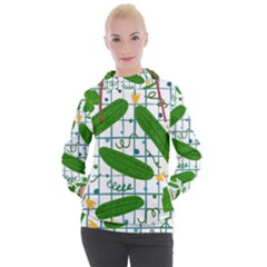 Seamless Pattern With Cucumber Women s Hooded Pullover by Wegoenart