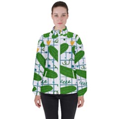 Seamless Pattern With Cucumber Women s High Neck Windbreaker by Wegoenart