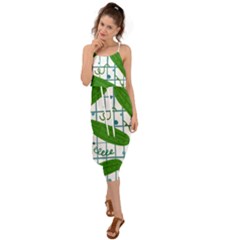 Seamless Pattern With Cucumber Waist Tie Cover Up Chiffon Dress