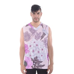 Seamless Pattern With Flowers Roses Peonies Hydrangeas Carnations Men s Basketball Tank Top by Wegoenart