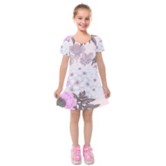 Seamless Pattern With Flowers Roses Peonies Hydrangeas Carnations Kids  Short Sleeve Velvet Dress