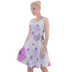 Seamless Pattern With Flowers Roses Peonies Hydrangeas Carnations Knee Length Skater Dress