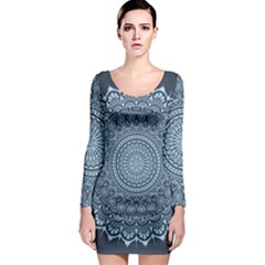 Luxury Mandala With Golden Arabesque Pattern Arabic Islamic East Style Long Sleeve Bodycon Dress by Wegoenart