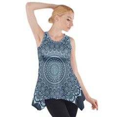 Luxury Mandala With Golden Arabesque Pattern Arabic Islamic East Style Side Drop Tank Tunic by Wegoenart