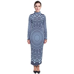 Luxury Mandala With Golden Arabesque Pattern Arabic Islamic East Style Turtleneck Maxi Dress by Wegoenart