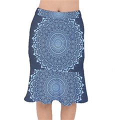 Luxury Mandala With Golden Arabesque Pattern Arabic Islamic East Style Short Mermaid Skirt by Wegoenart