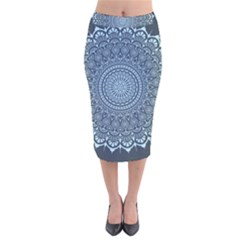 Luxury Mandala With Golden Arabesque Pattern Arabic Islamic East Style Velvet Midi Pencil Skirt by Wegoenart