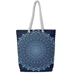 Luxury Mandala With Golden Arabesque Pattern Arabic Islamic East Style Full Print Rope Handle Tote (small) by Wegoenart