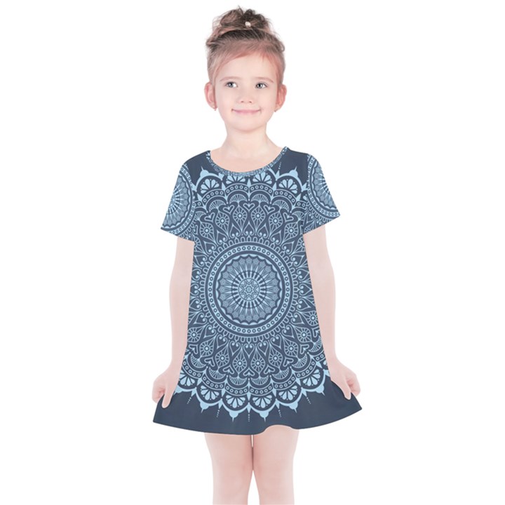 Luxury Mandala With Golden Arabesque Pattern Arabic Islamic East Style Kids  Simple Cotton Dress