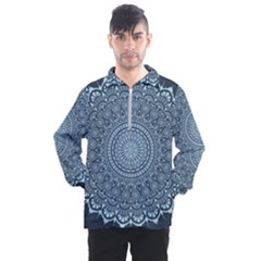 Luxury Mandala With Golden Arabesque Pattern Arabic Islamic East Style Men s Half Zip Pullover by Wegoenart