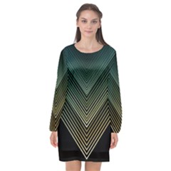 Abstract Colorful Geometric Lines Pattern Background Long Sleeve Chiffon Shift Dress  by Wegoenart