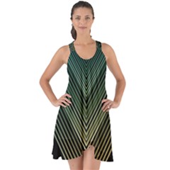 Abstract Colorful Geometric Lines Pattern Background Show Some Back Chiffon Dress