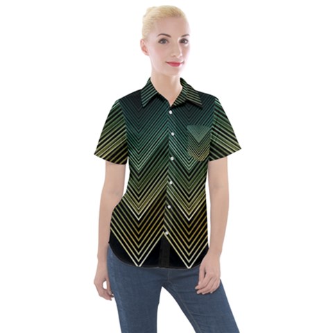 Abstract Colorful Geometric Lines Pattern Background Women s Short Sleeve Pocket Shirt by Wegoenart