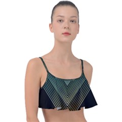 Abstract Colorful Geometric Lines Pattern Background Frill Bikini Top