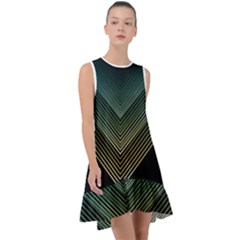 Abstract Colorful Geometric Lines Pattern Background Frill Swing Dress