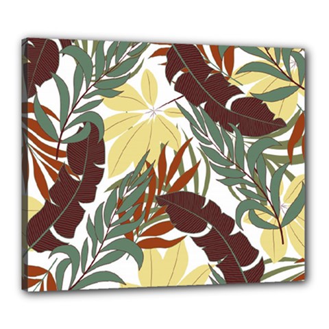 Botanical Seamless Tropical Pattern With Bright Red Green Plants Leaves Canvas 24  X 20  (stretched)