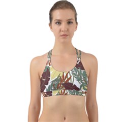 Botanical Seamless Tropical Pattern With Bright Red Green Plants Leaves Back Web Sports Bra by Wegoenart