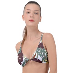 Botanical Seamless Tropical Pattern With Bright Red Green Plants Leaves Knot Up Bikini Top