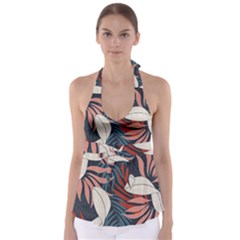 Fashionable Seamless Tropical Pattern With Bright Red Blue Flowers Babydoll Tankini Top by Wegoenart