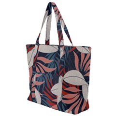 Fashionable Seamless Tropical Pattern With Bright Red Blue Flowers Zip Up Canvas Bag by Wegoenart