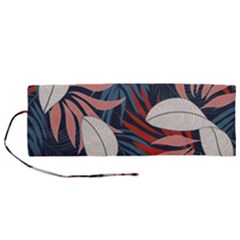 Fashionable Seamless Tropical Pattern With Bright Red Blue Flowers Roll Up Canvas Pencil Holder (m) by Wegoenart