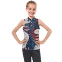 Fashionable Seamless Tropical Pattern With Bright Red Blue Flowers Kids  Sleeveless Polo Tee View1