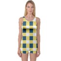 Diagonal Checkered Plaid Seamless Pattern One Piece Boyleg Swimsuit View1