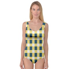 Diagonal Checkered Plaid Seamless Pattern Princess Tank Leotard  by Wegoenart