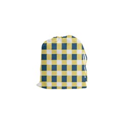 Diagonal Checkered Plaid Seamless Pattern Drawstring Pouch (xs) by Wegoenart