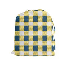 Diagonal Checkered Plaid Seamless Pattern Drawstring Pouch (xl) by Wegoenart