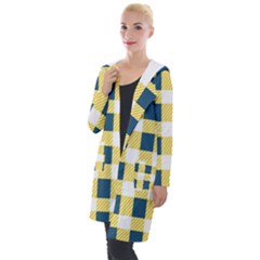 Diagonal Checkered Plaid Seamless Pattern Hooded Pocket Cardigan by Wegoenart