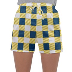 Diagonal Checkered Plaid Seamless Pattern Sleepwear Shorts by Wegoenart