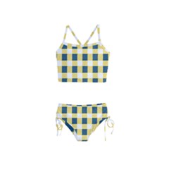 Diagonal Checkered Plaid Seamless Pattern Girls  Tankini Swimsuit by Wegoenart