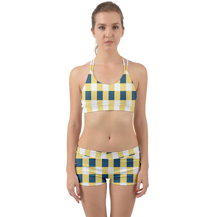 Diagonal Checkered Plaid Seamless Pattern Back Web Gym Set