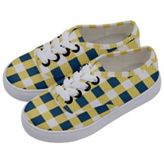 Diagonal Checkered Plaid Seamless Pattern Kids  Classic Low Top Sneakers by Wegoenart