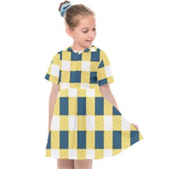 Diagonal Checkered Plaid Seamless Pattern Kids  Sailor Dress by Wegoenart