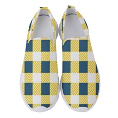 Diagonal Checkered Plaid Seamless Pattern Women s Slip On Sneakers by Wegoenart