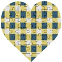 Diagonal Checkered Plaid Seamless Pattern Wooden Puzzle Heart View1