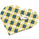 Diagonal Checkered Plaid Seamless Pattern Wooden Puzzle Heart View2