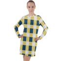 Diagonal Checkered Plaid Seamless Pattern Long Sleeve Hoodie Dress View1