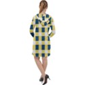 Diagonal Checkered Plaid Seamless Pattern Long Sleeve Hoodie Dress View2