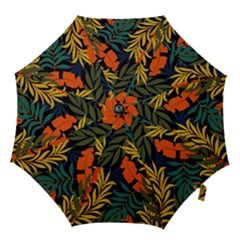 Fashionable Seamless Tropical Pattern With Bright Green Blue Plants Leaves Hook Handle Umbrellas (large) by Wegoenart