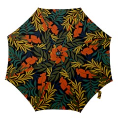 Fashionable Seamless Tropical Pattern With Bright Green Blue Plants Leaves Hook Handle Umbrellas (small) by Wegoenart