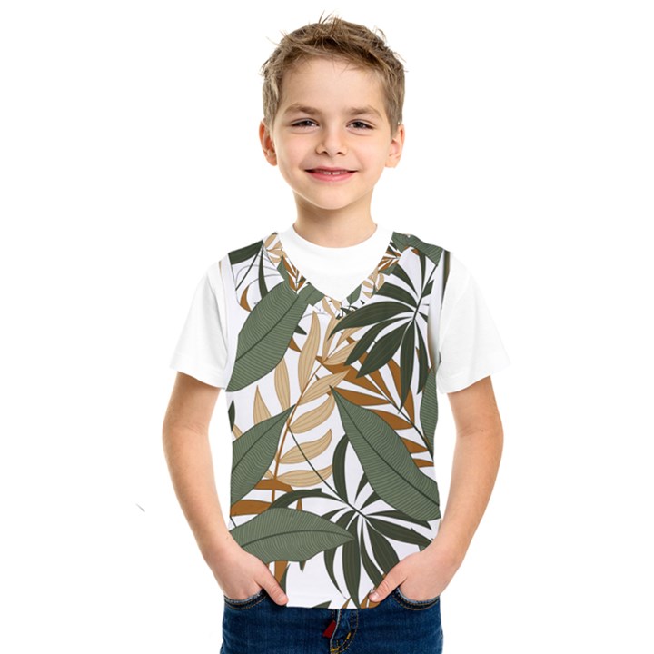 Botanical Seamless Tropical Pattern With Bright Green Yellow Plants Leaves Kids  SportsWear