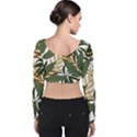 Botanical Seamless Tropical Pattern With Bright Green Yellow Plants Leaves Velvet Long Sleeve Crop Top View2