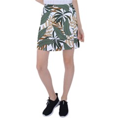 Botanical Seamless Tropical Pattern With Bright Green Yellow Plants Leaves Tennis Skirt