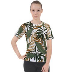 Botanical Seamless Tropical Pattern With Bright Green Yellow Plants Leaves Women s Sport Raglan Tee