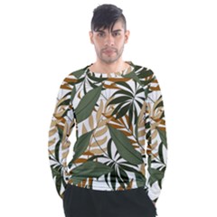 Botanical Seamless Tropical Pattern With Bright Green Yellow Plants Leaves Men s Long Sleeve Raglan Tee