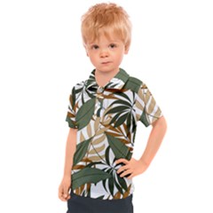 Botanical Seamless Tropical Pattern With Bright Green Yellow Plants Leaves Kids  Polo Tee