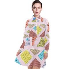 Pattern With Pieces Paper Long Sleeve Chiffon Shirt Dress by Wegoenart